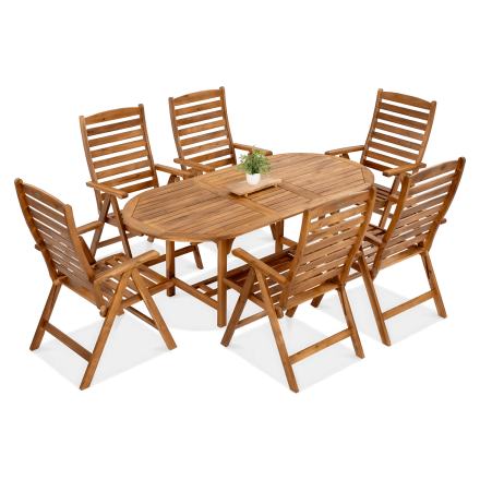 Dřevěný jídelní nábytek AKADIA DINING 190/6+1- FOCUS GARDEN