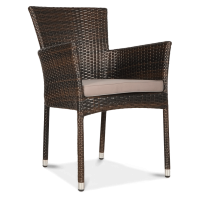 LERIDA Hnědé křeslo Technorattan + polštářek