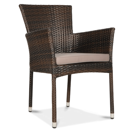 LERIDA Hnědé křeslo Technorattan + polštářek