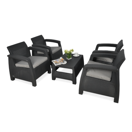 CORFU QUATTRO Grafitová zahradní souprava