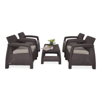 CORFU QUATTRO Hnědá zahradní souprava