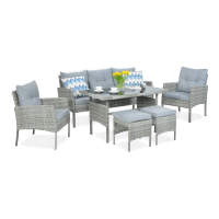 Technorattanová souprava CORTINA + Dolphin Grey PUFY