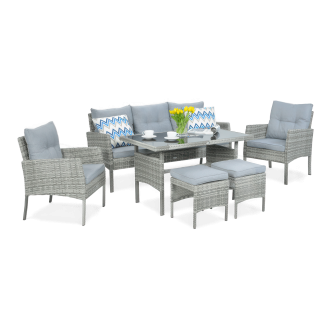 Technorattanová souprava CORTINA + Dolphin Grey PUFY