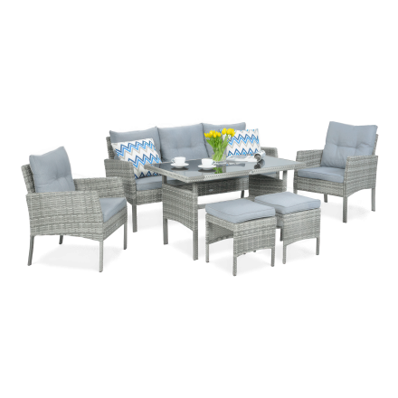 Technorattanová souprava CORTINA + Dolphin Grey PUFY