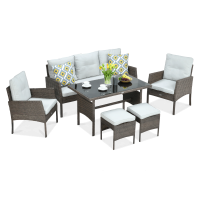 Technorattanová souprava CORTINA + PUFY Brown