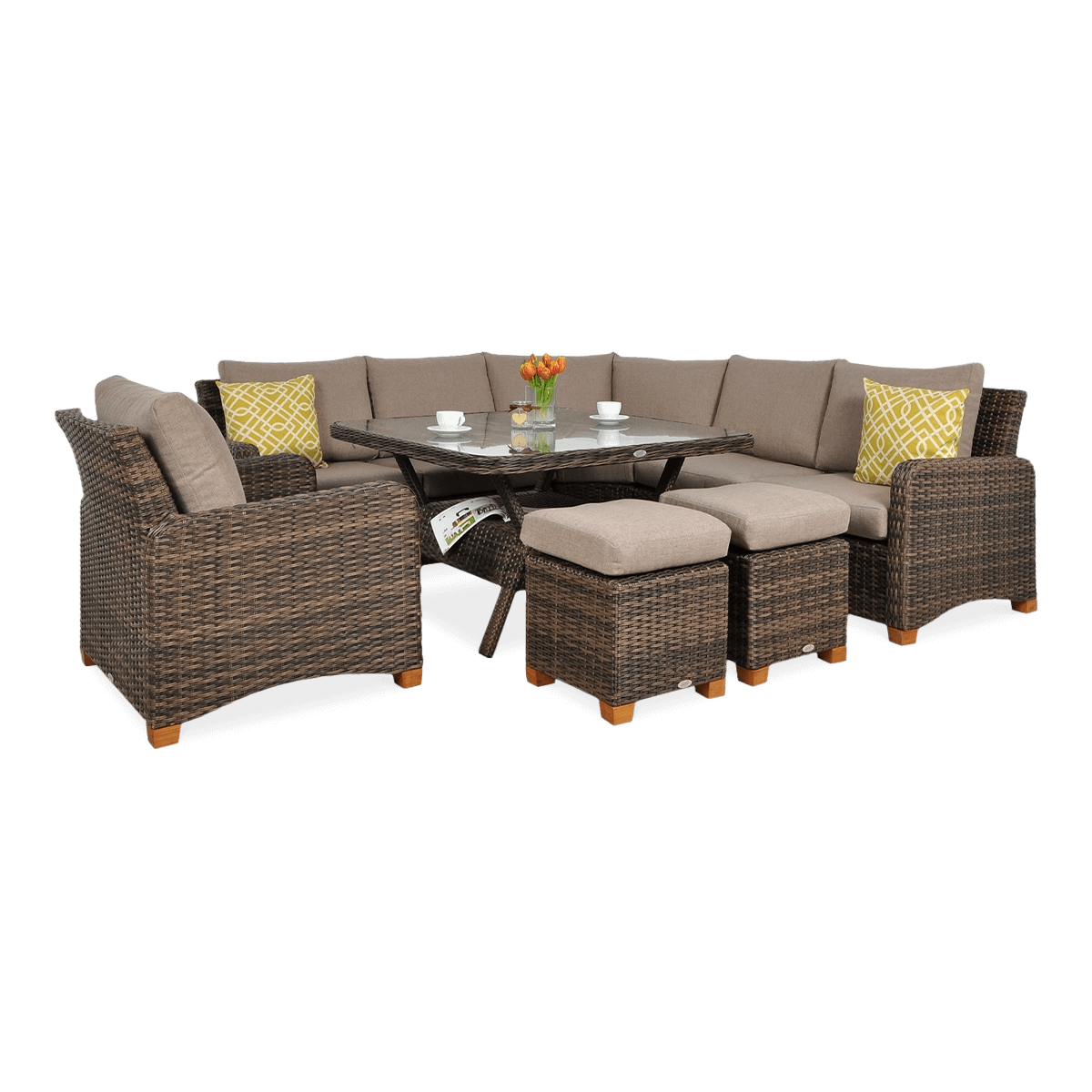 Technorattanová rohová pohovka TOLEDO DINING Brown