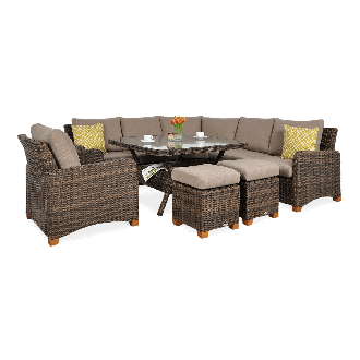 Technorattanová rohová pohovka TOLEDO DINING Brown