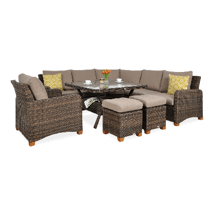 Technorattanová rohová pohovka TOLEDO DINING Brown