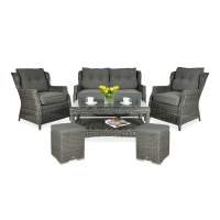 Technorattan nábytek TRIVENTO 2 + PUFY Dark Grey