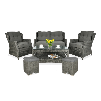 Technorattan nábytek TRIVENTO 2 + PUFY Dark Grey