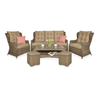 Technorattanová sada TRIVENTO 3 + PUFY Brown