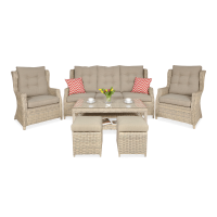 Technorattanová sada TRIVENTO 3 + PUFY Béžová