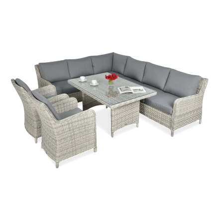 Technorattanová rohová sedací souprava MARYLAND bílá šedá