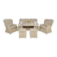 Technorattan nábytek TRIVENTO DINING 3 + PUFY Béžová barva