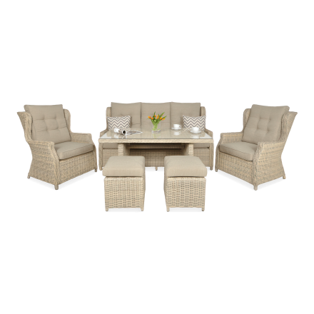 Technorattan nábytek TRIVENTO DINING 3 + PUFY Béžová barva