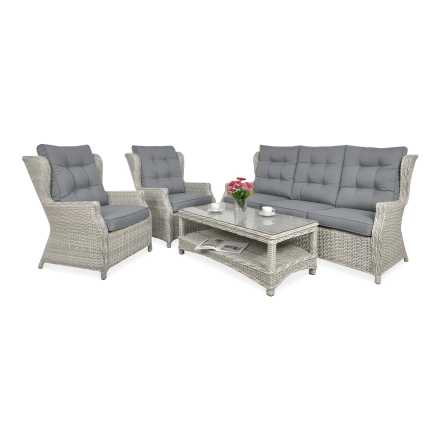 Technorattanová souprava TRIVENTO 3 Bílá šedá