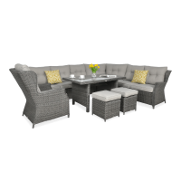 Technorattan rohový TRIVENTO DINING tmavě šedý