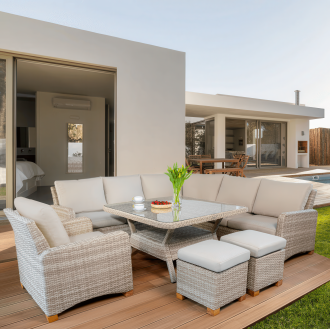 Zahradní rohová pohovka z umělého ratanu TOLEDO DINING Beige