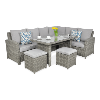 Technorattan rohový SANTANA DINING Modern Grey