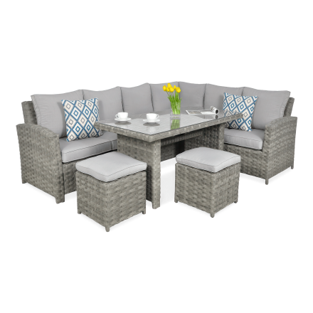 Technorattan rohový SANTANA DINING Modern Grey