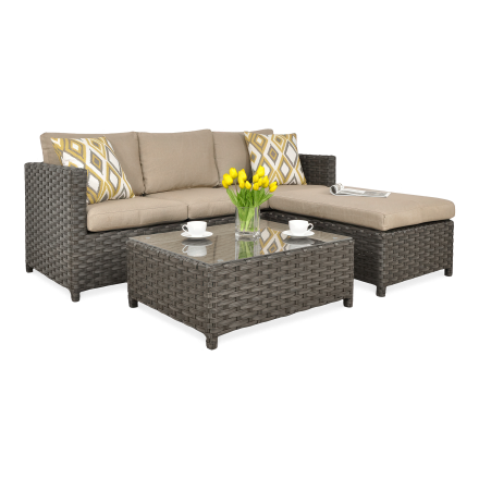 Technorattanová rohová pohovka MARCO CAFFE Brown