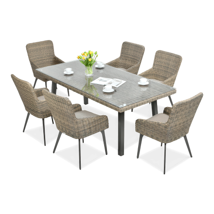 MILANO 6/200 Hnědý technorattanový jídelní set