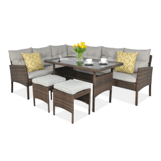 Technorattanová rohová pohovka CORTINA Brown