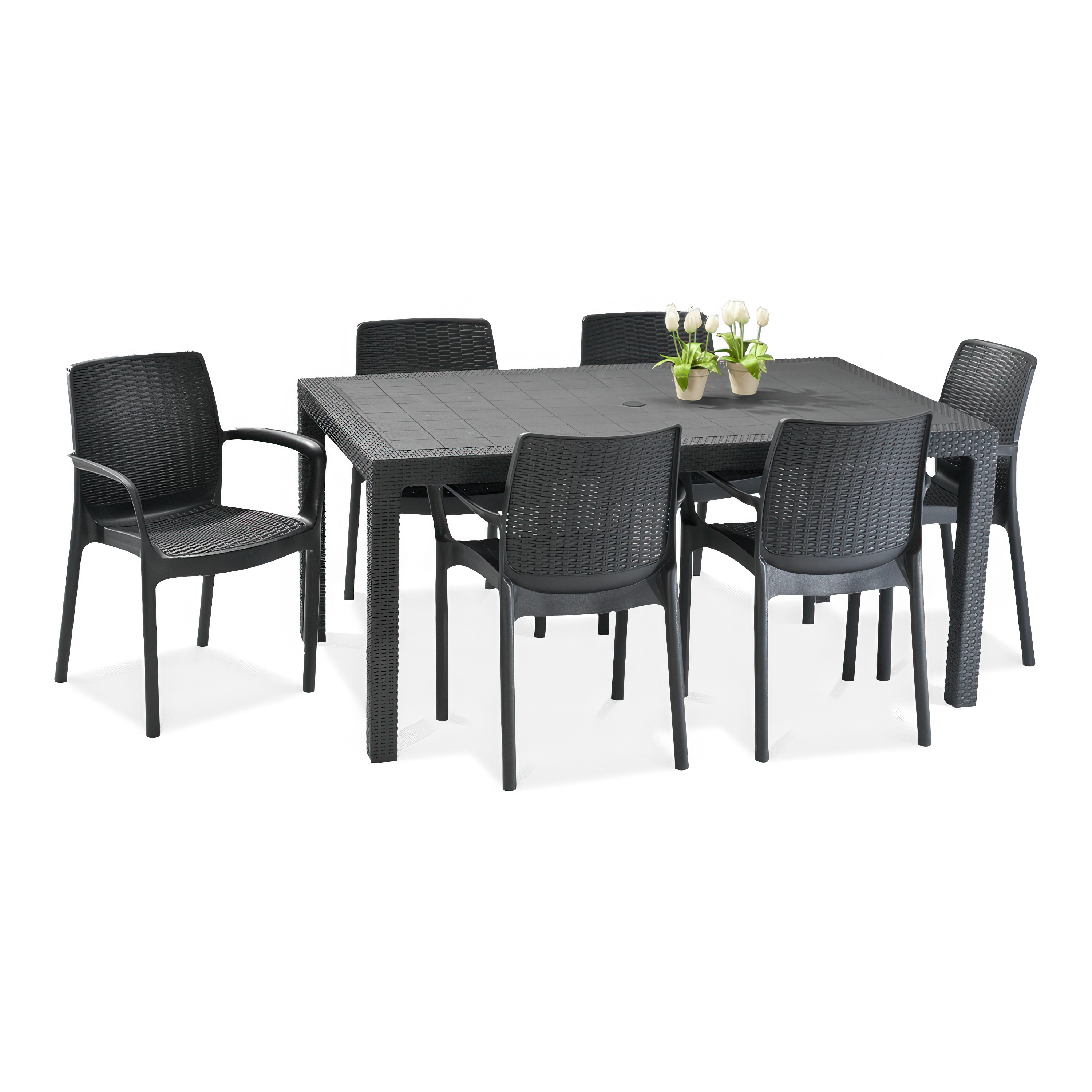 Sada zahradního nábytku BALI/MELODY Graphite 6+1