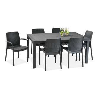 Sada zahradního nábytku BALI/MELODY Graphite 6+1