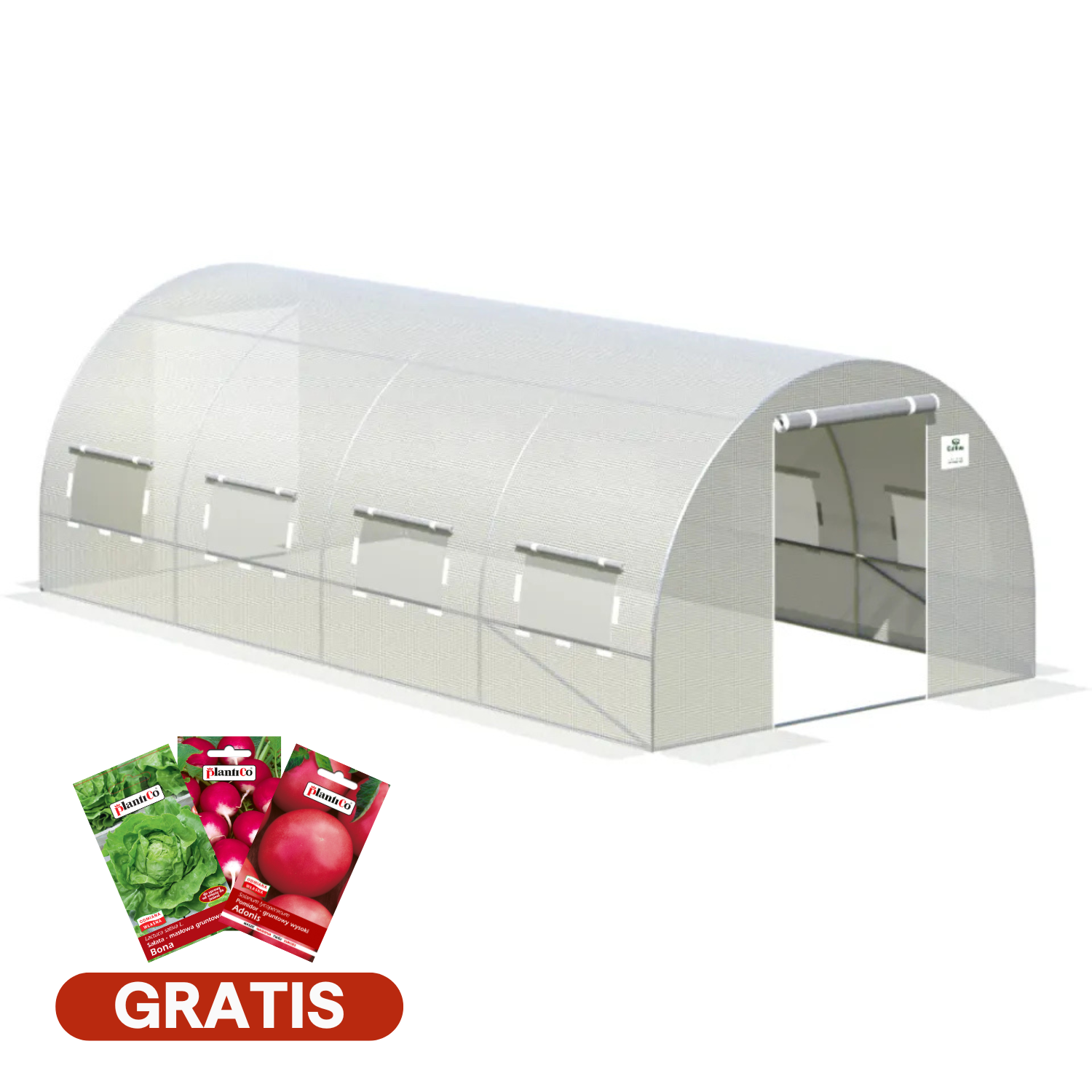 tunel na warzywa z podwójnymi drzwiami, 4 sekcje, nasiona w zestawie
