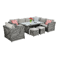 Technorattan rohový MONIZ DINING PLUS tmavě šedý