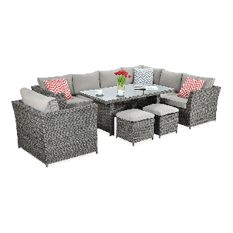 Technorattan rohový MONIZ DINING PLUS tmavě šedý