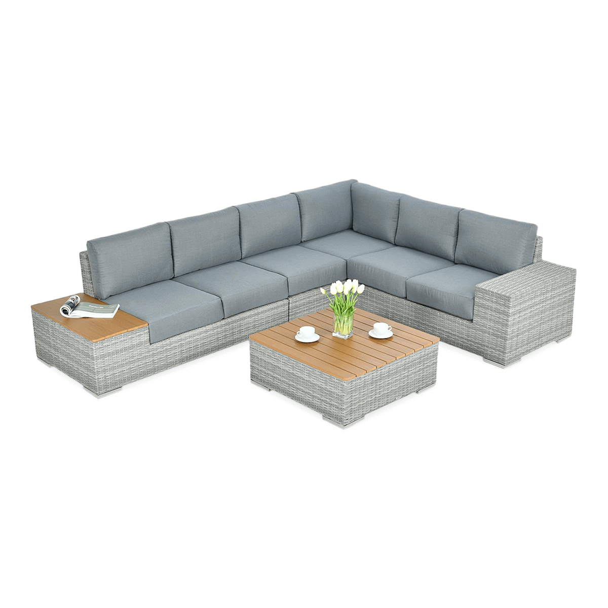 Technorattan rohová skříň AVOCADO WOOD Stone Grey