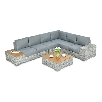 Technorattan rohová skříň AVOCADO WOOD Stone Grey