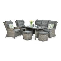 Technorattan nábytek TRIVENTO DINING 3 + PUFY Melange