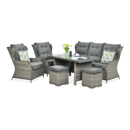 Technorattan nábytek TRIVENTO DINING 3 + PUFY Melange