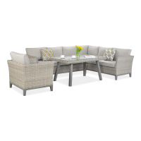 Technorattan rohová skříň MALAGA JÍDELNA + SEDADLO béžová