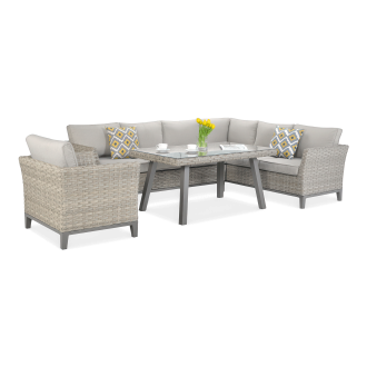 Technorattan rohová skříň MALAGA JÍDELNA + SEDADLO béžová