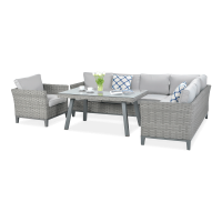 Technorattanová rohová pohovka MALAGA DINING + křeslo Modern Grey