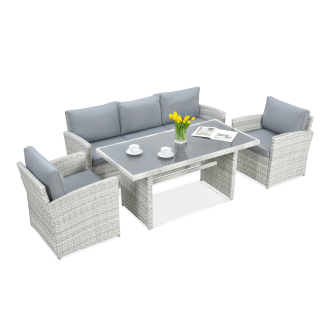 Technorattanová souprava BORNEO White Grey