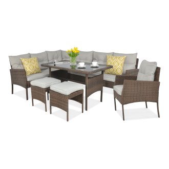 Technorattanová pohovka CORTINA + křeslo Brown