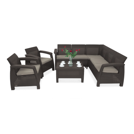 Zahradní roh CORFU RELAX DUO SET Brown