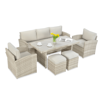 Technorattanová souprava BORNEO + PUFY béžová