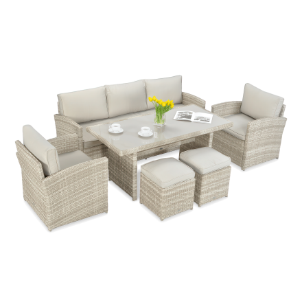 Technorattanová souprava BORNEO + PUFY béžová