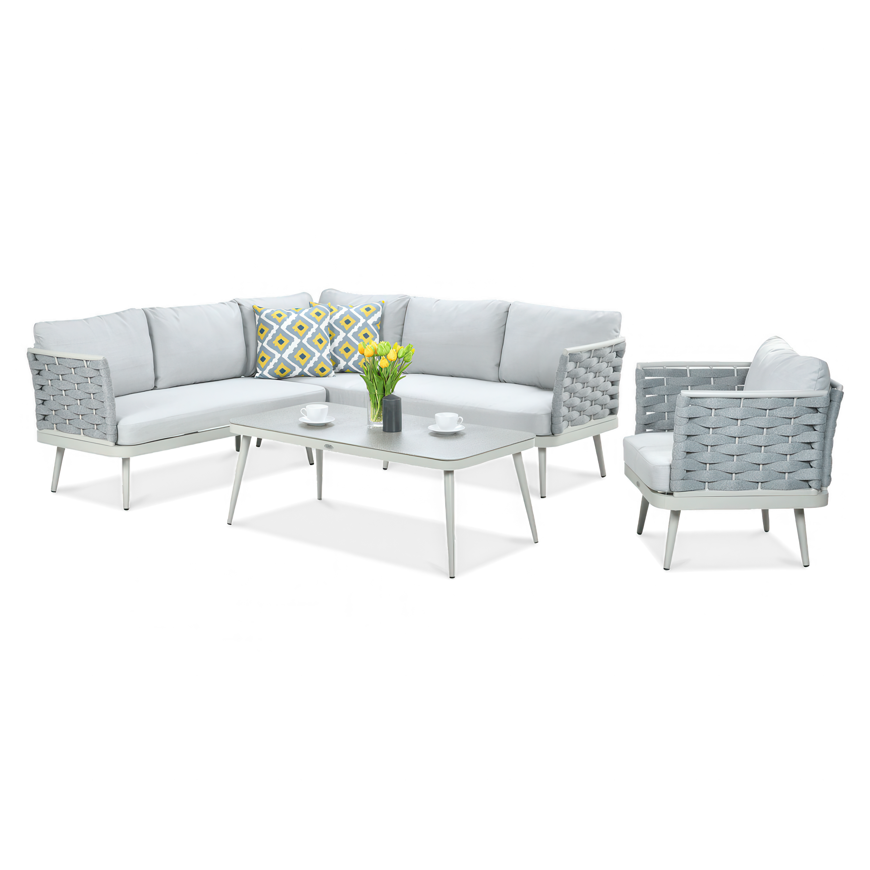 Zahradní roh MARINEL + křeslo Světle šedá