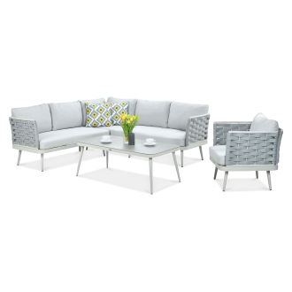 Zahradní roh MARINEL + křeslo Světle šedá