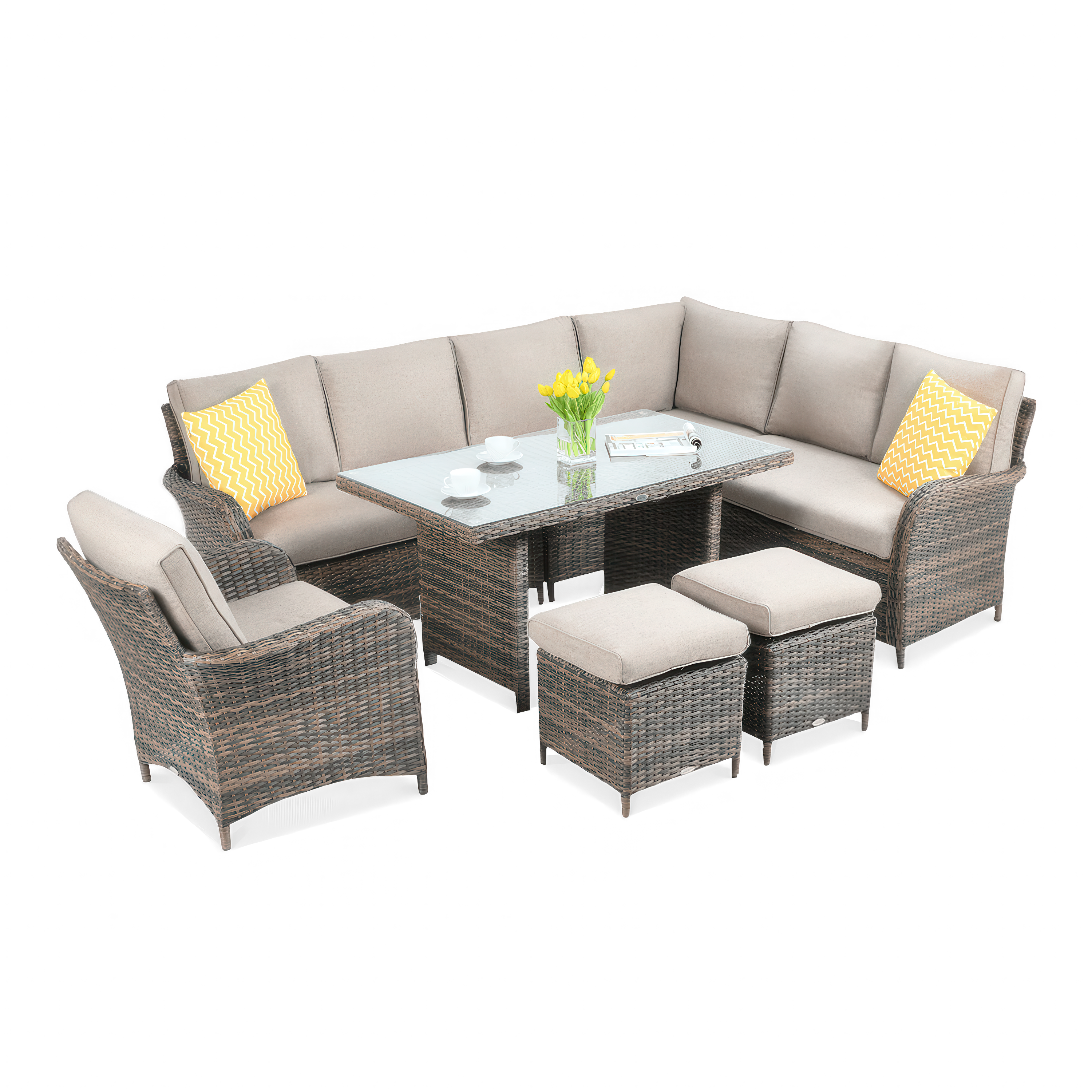 Technorattanová rohová pohovka VENTURA GRAND Brown