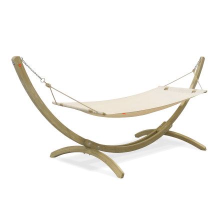 Hamak z drewnianym stelażem OLA w kolorze Ecru