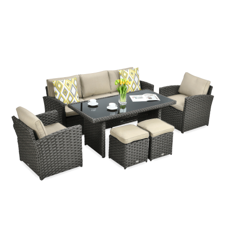 Technorattanová souprava BORNEO + PUFY Brown