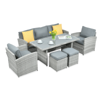 Technorattanová souprava BORNEO + PUFY Stone Grey